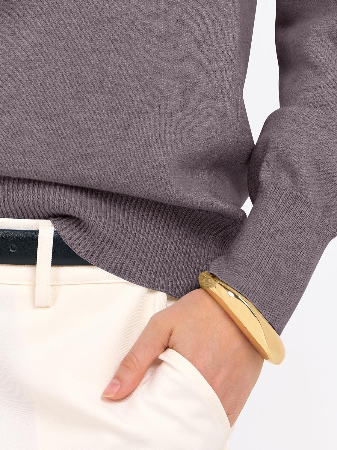 image:imageANRABESS Women Long Sleeve Rolled Neck Fall Lightweight Sweaters TopNutmeg