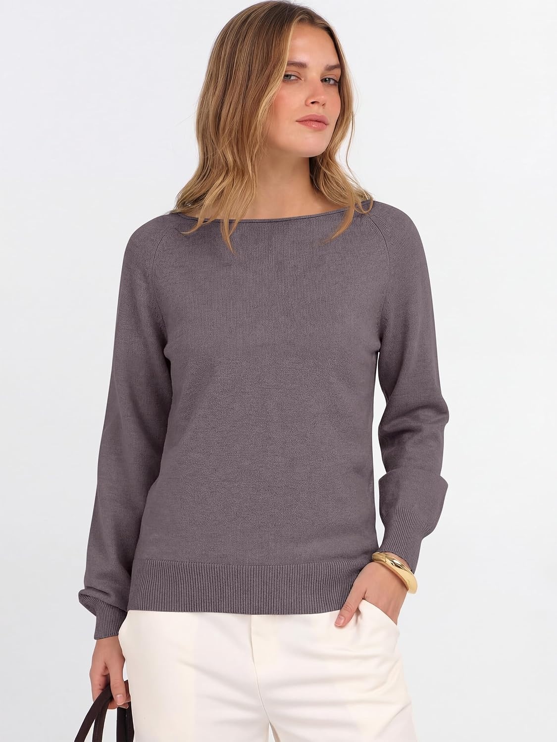 image:imageANRABESS Women Long Sleeve Rolled Neck Fall Lightweight Sweaters TopNutmeg