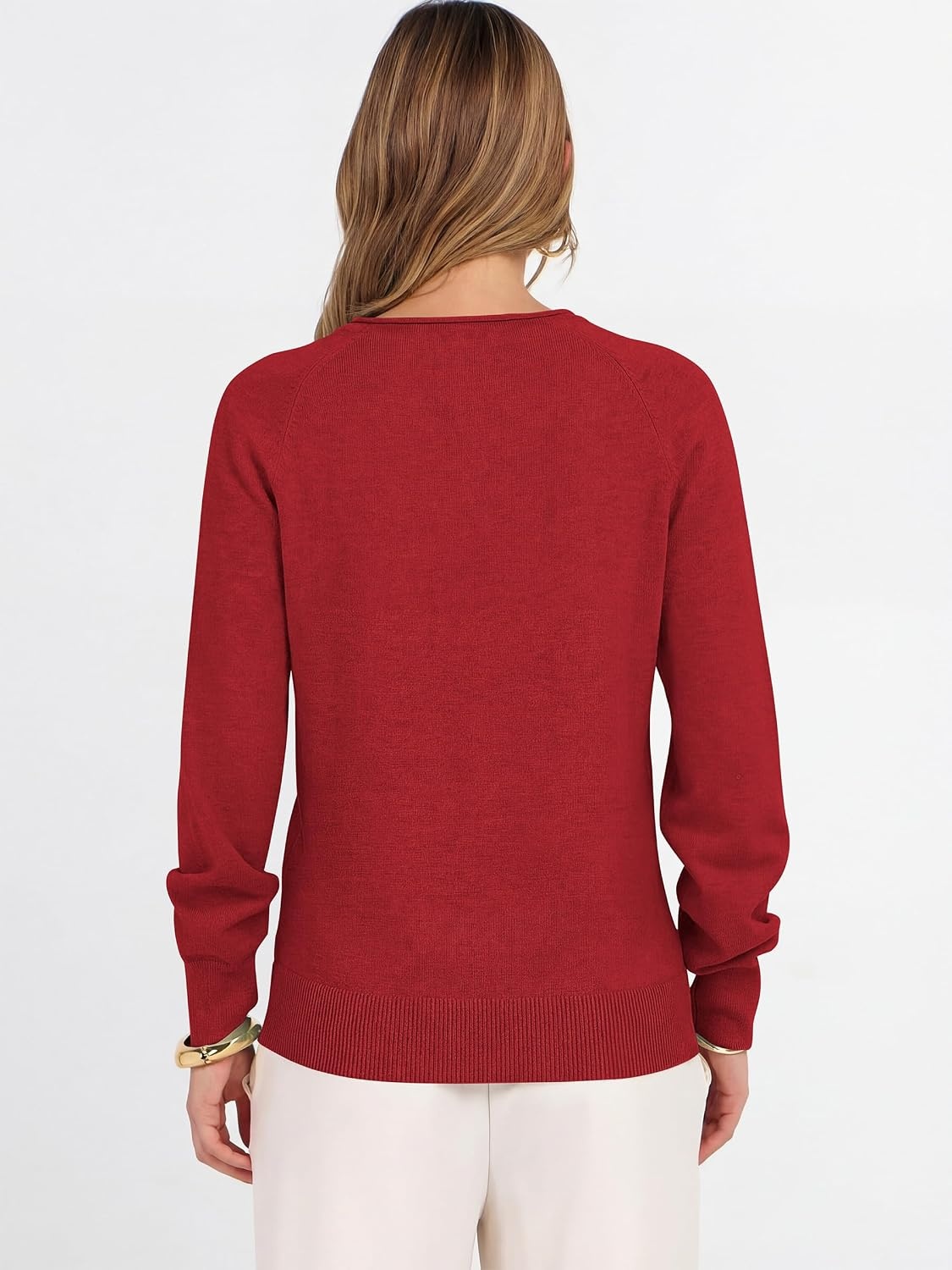 image:imageANRABESS Women Long Sleeve Rolled Neck Fall Lightweight Sweaters TopRed