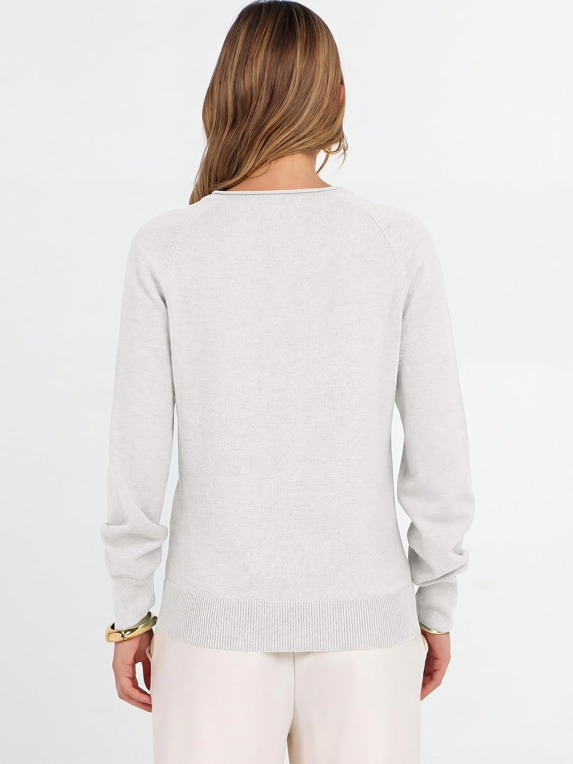 image:imageANRABESS Women Long Sleeve Rolled Neck Fall Lightweight Sweaters TopWhite