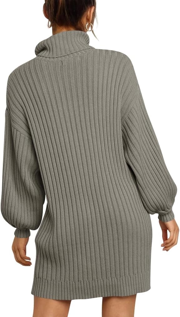 image:imageANRABESS Women Oversized Cowl Neck Fall Long Sleeve Sweater DressCoffee Gray