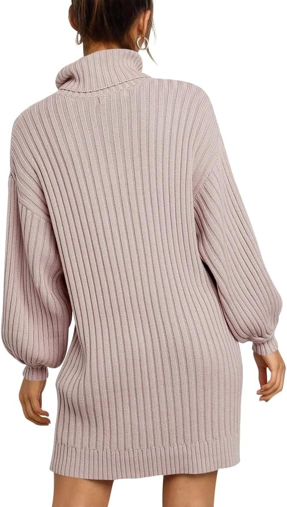 image:imageANRABESS Women Oversized Cowl Neck Fall Long Sleeve Sweater DressLight Pink