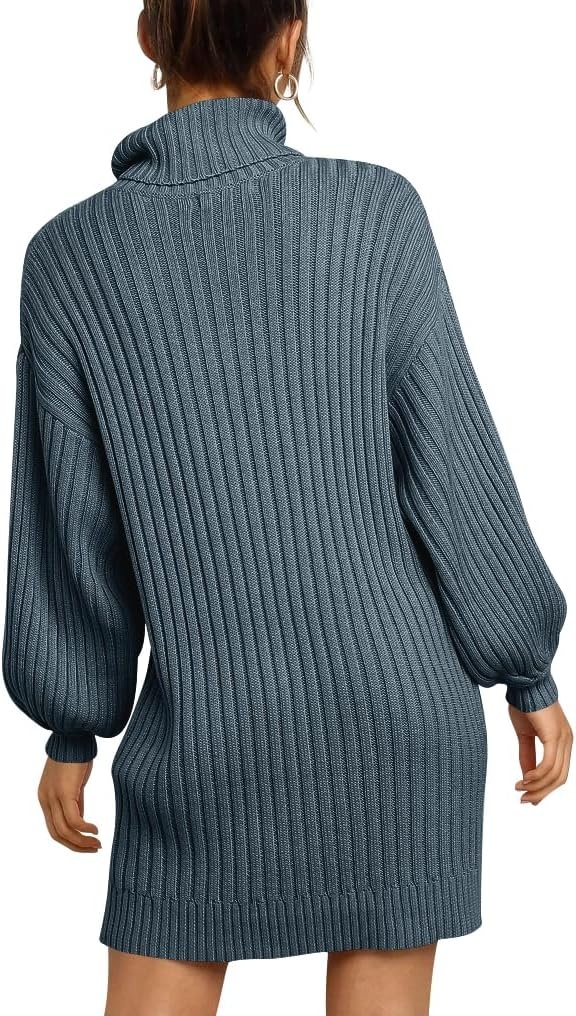 image:imageANRABESS Women Oversized Cowl Neck Fall Long Sleeve Sweater DressNavyblue