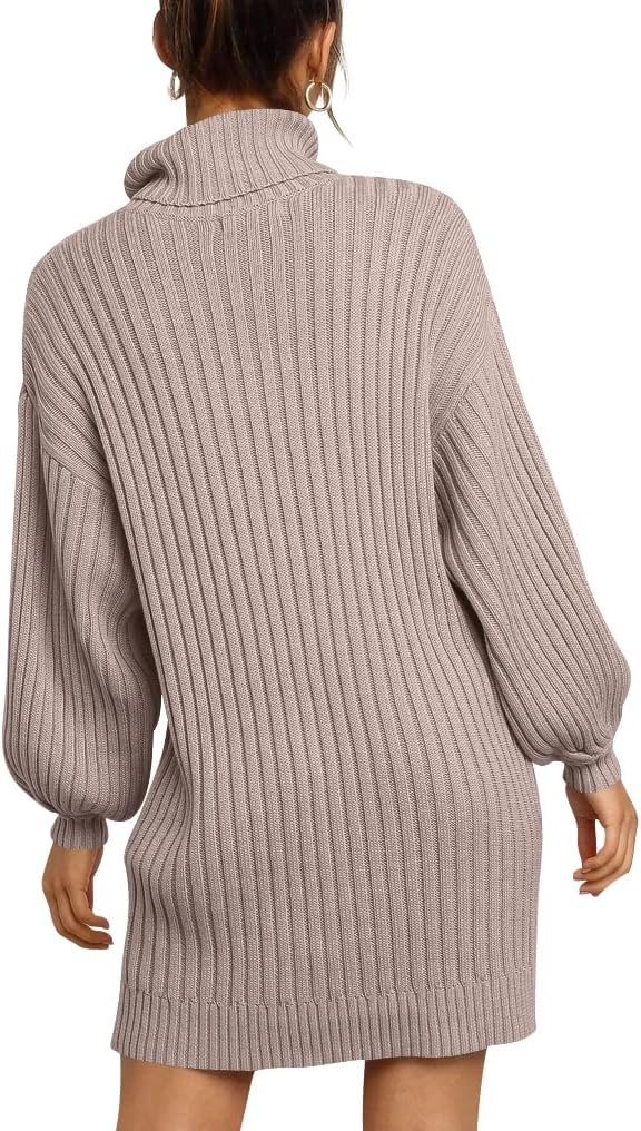 image:imageANRABESS Women Oversized Cowl Neck Fall Long Sleeve Sweater DressPink Apricot