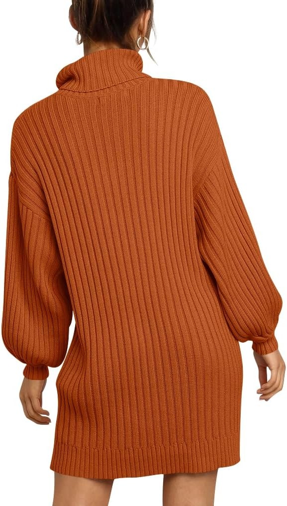 image:imageANRABESS Women Oversized Cowl Neck Fall Long Sleeve Sweater DressPumpkin