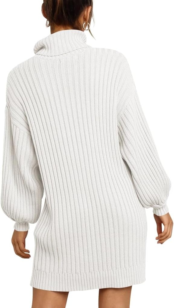 image:imageANRABESS Women Oversized Cowl Neck Fall Long Sleeve Sweater DressWhite