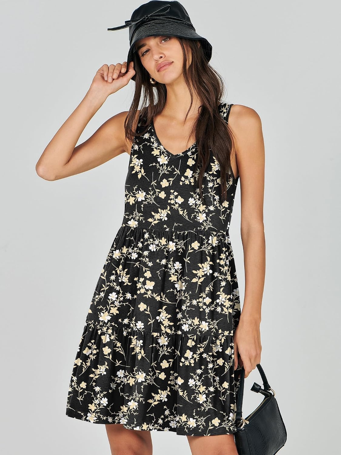 image:imageANRABESS Women Summer Sleeveless Mini Dress Casual Tank SundressBlack Floral