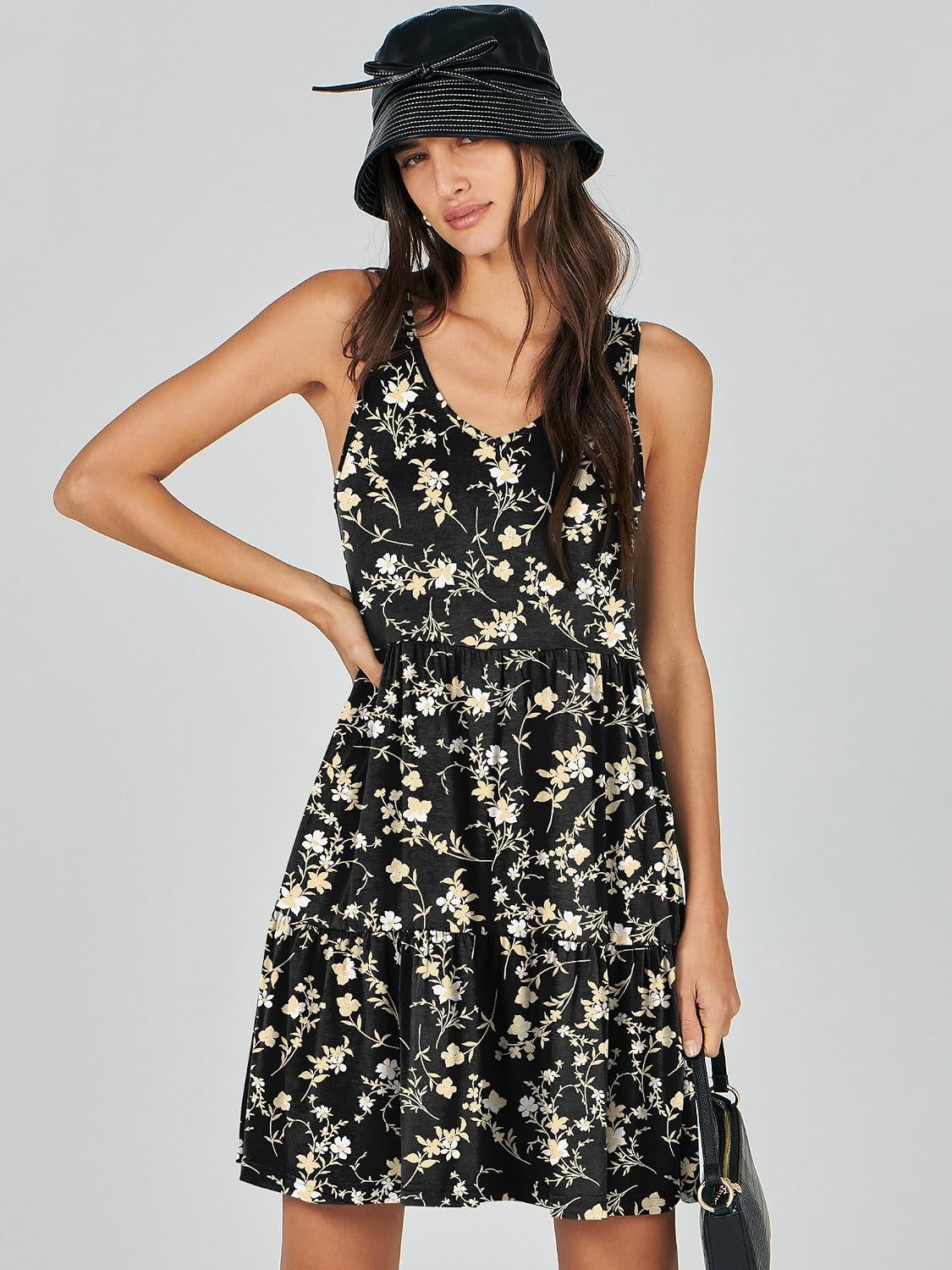 image:imageANRABESS Women Summer Sleeveless Mini Dress Casual Tank SundressBlack Floral