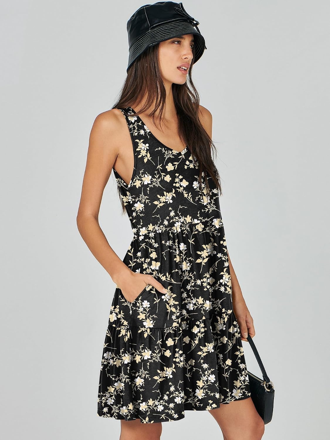 image:imageANRABESS Women Summer Sleeveless Mini Dress Casual Tank SundressBlack Floral