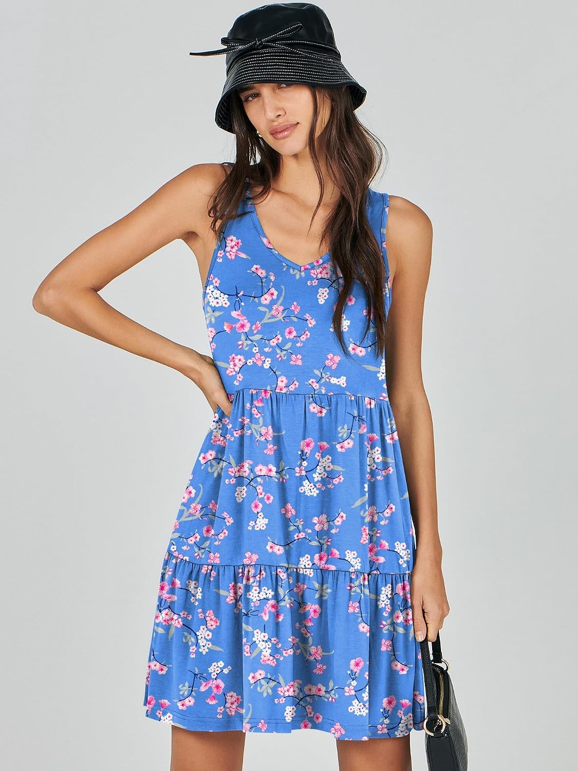 image:imageANRABESS Women Summer Sleeveless Mini Dress Casual Tank SundressBlue Floral