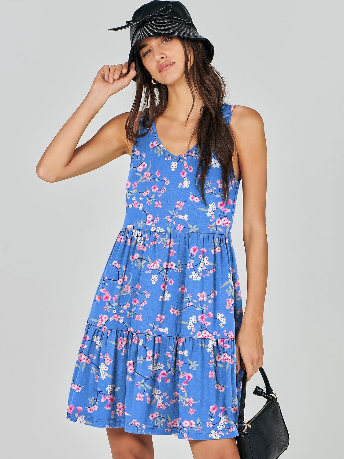 image:imageANRABESS Women Summer Sleeveless Mini Dress Casual Tank SundressBlue Floral