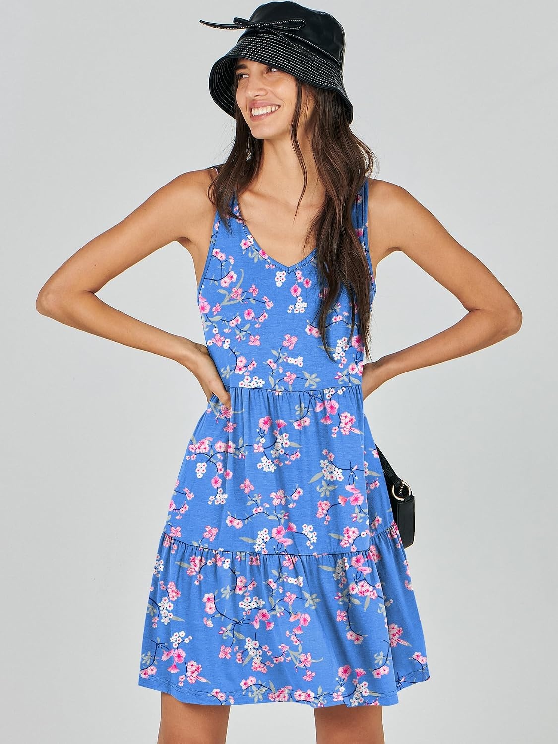 image:imageANRABESS Women Summer Sleeveless Mini Dress Casual Tank SundressBlue Floral