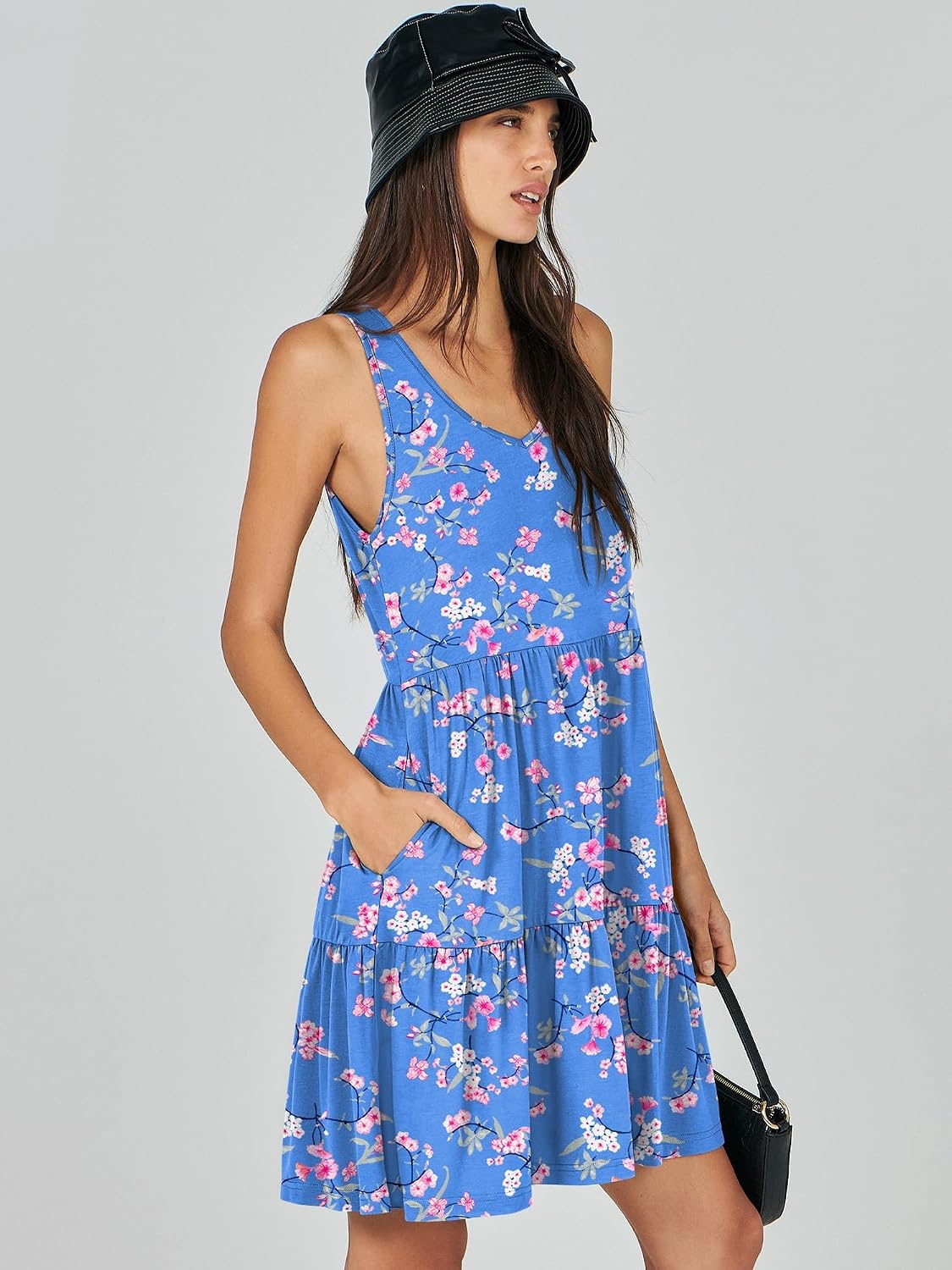image:imageANRABESS Women Summer Sleeveless Mini Dress Casual Tank SundressBlue Floral