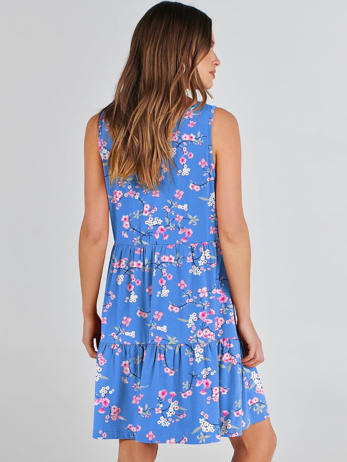 image:imageANRABESS Women Summer Sleeveless Mini Dress Casual Tank SundressBlue Floral