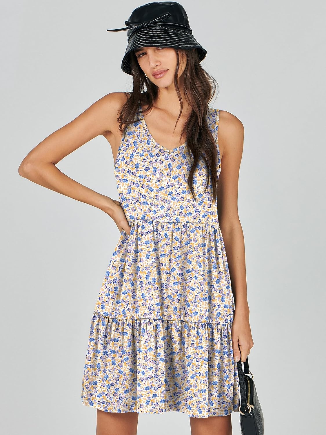 image:imageANRABESS Women Summer Sleeveless Mini Dress Casual Tank SundressBlue Purple Floral