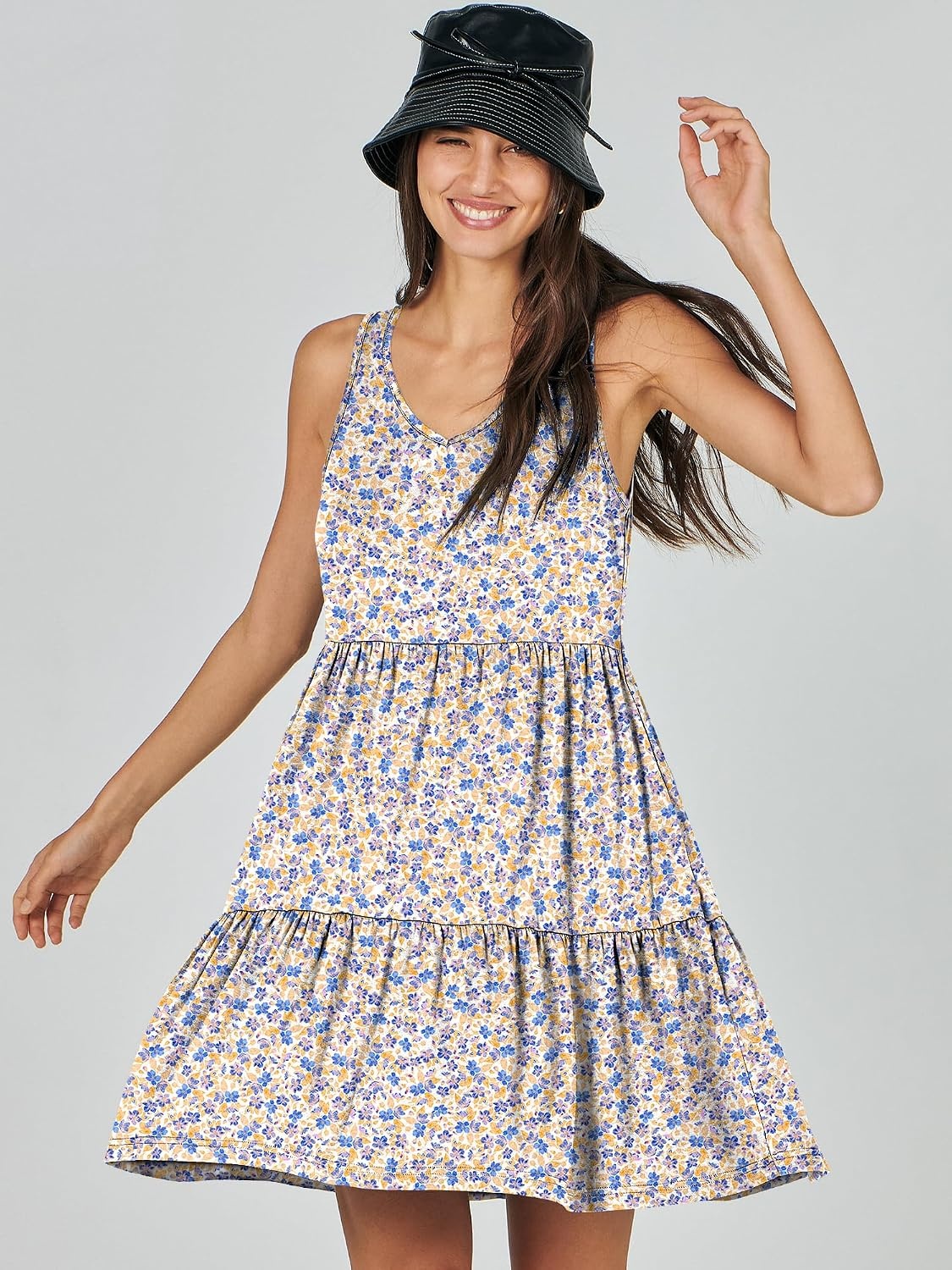 image:imageANRABESS Women Summer Sleeveless Mini Dress Casual Tank SundressBlue Purple Floral