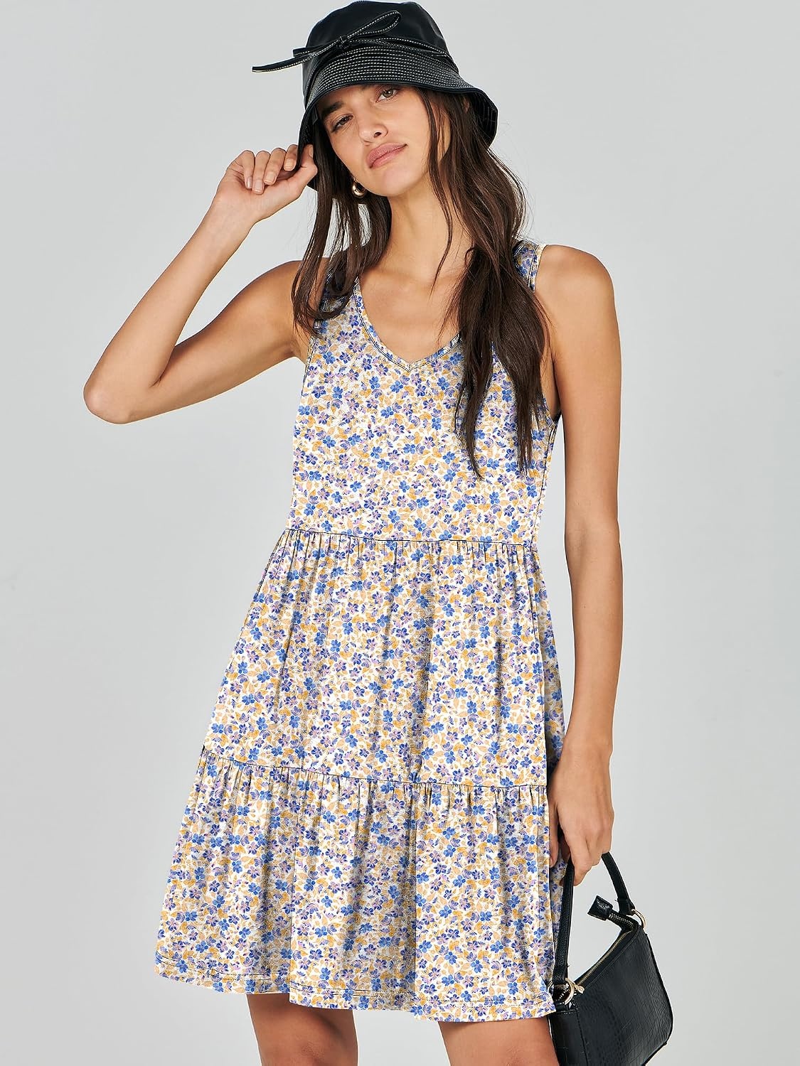 image:imageANRABESS Women Summer Sleeveless Mini Dress Casual Tank SundressBlue Purple Floral