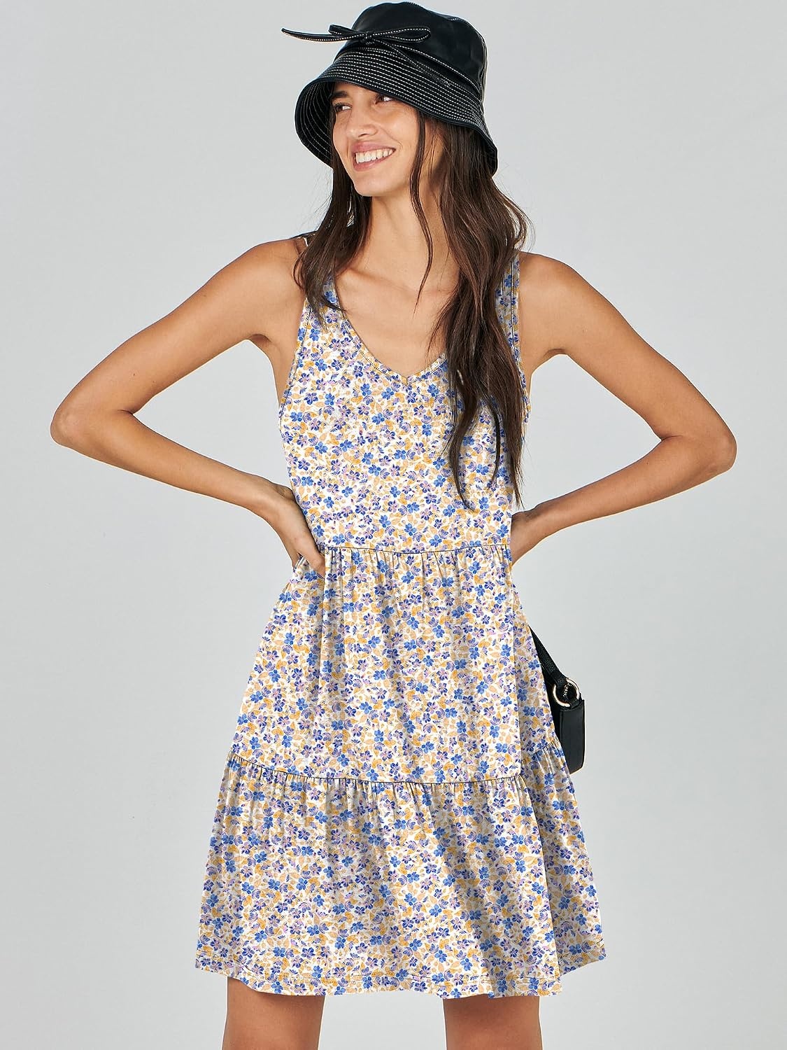 image:imageANRABESS Women Summer Sleeveless Mini Dress Casual Tank SundressBlue Purple Floral