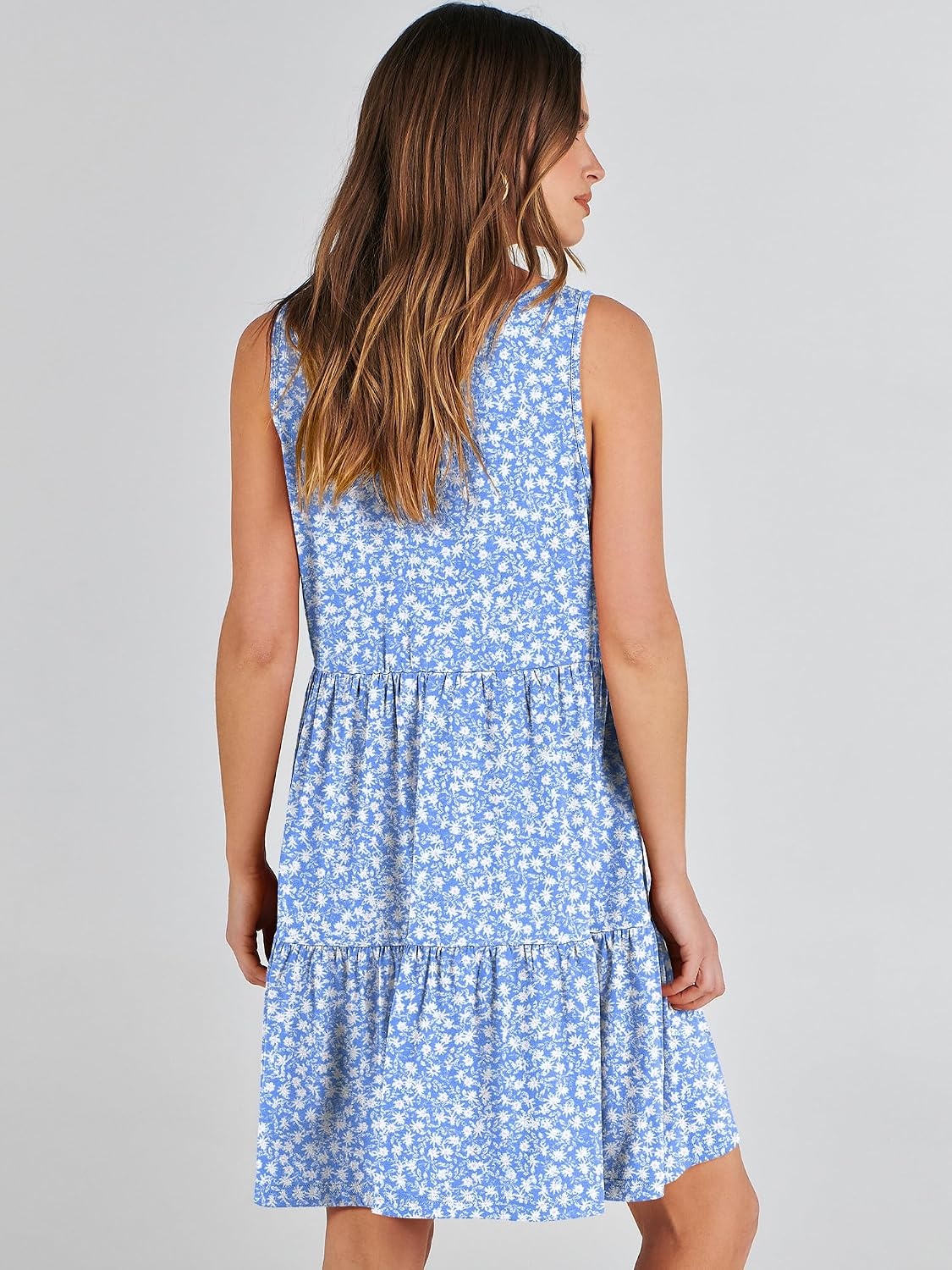 image:imageANRABESS Women Summer Sleeveless Mini Dress Casual Tank SundressBlue White Floral