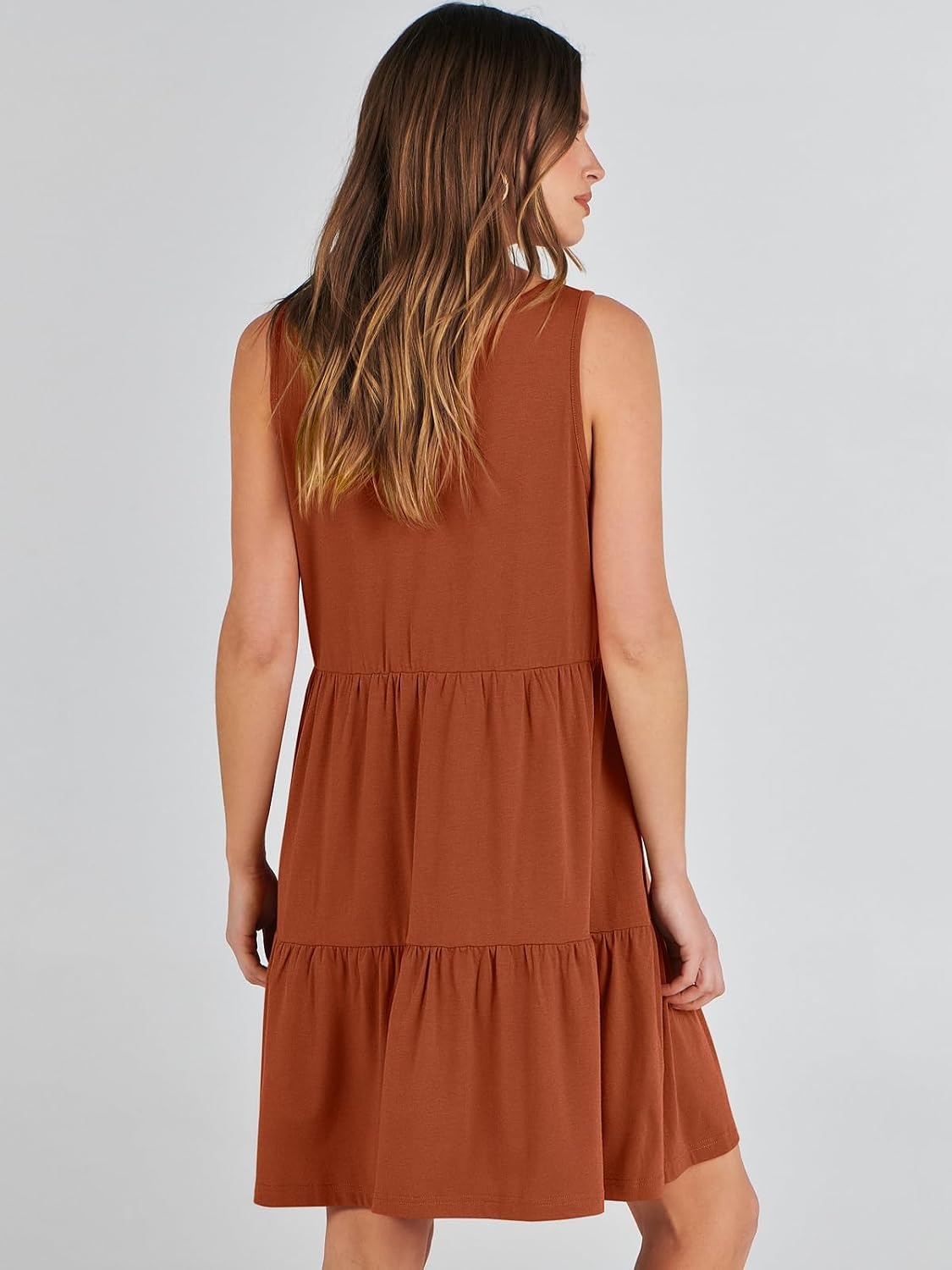 image:imageANRABESS Women Summer Sleeveless Mini Dress Casual Tank SundressBrick Red