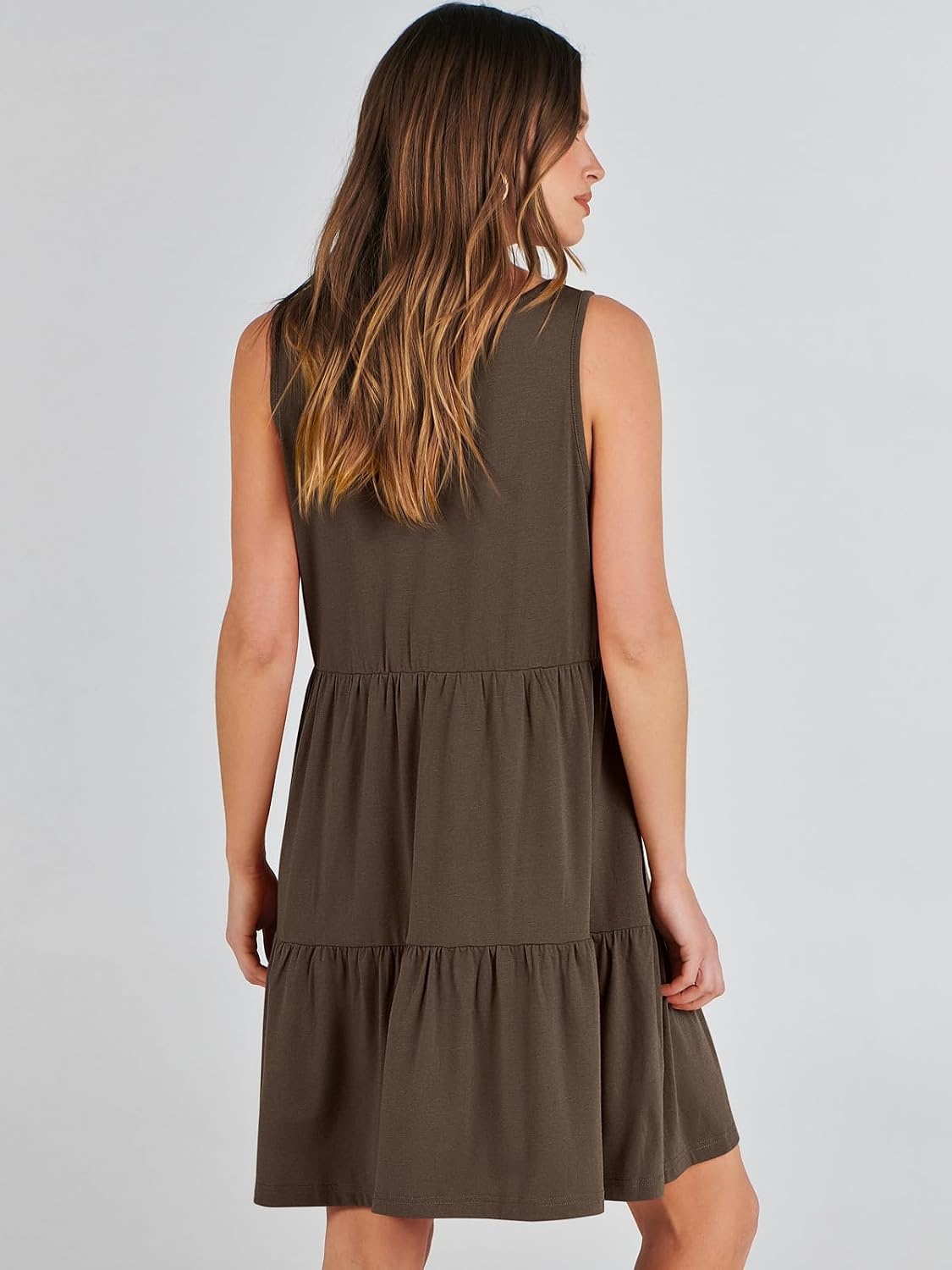 image:imageANRABESS Women Summer Sleeveless Mini Dress Casual Tank SundressCoffee