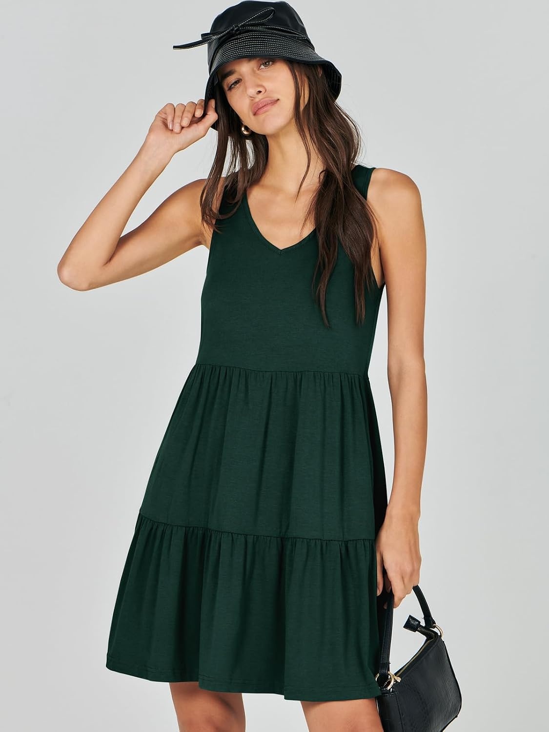 image:imageANRABESS Women Summer Sleeveless Mini Dress Casual Tank SundressDeep Green