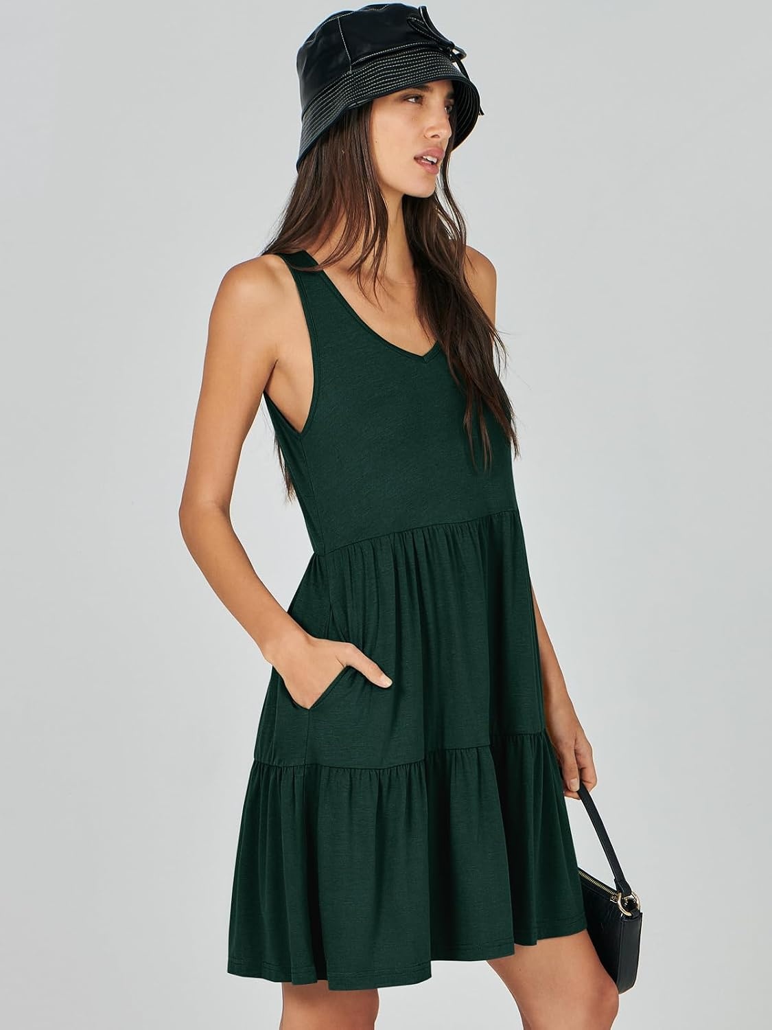 image:imageANRABESS Women Summer Sleeveless Mini Dress Casual Tank SundressDeep Green