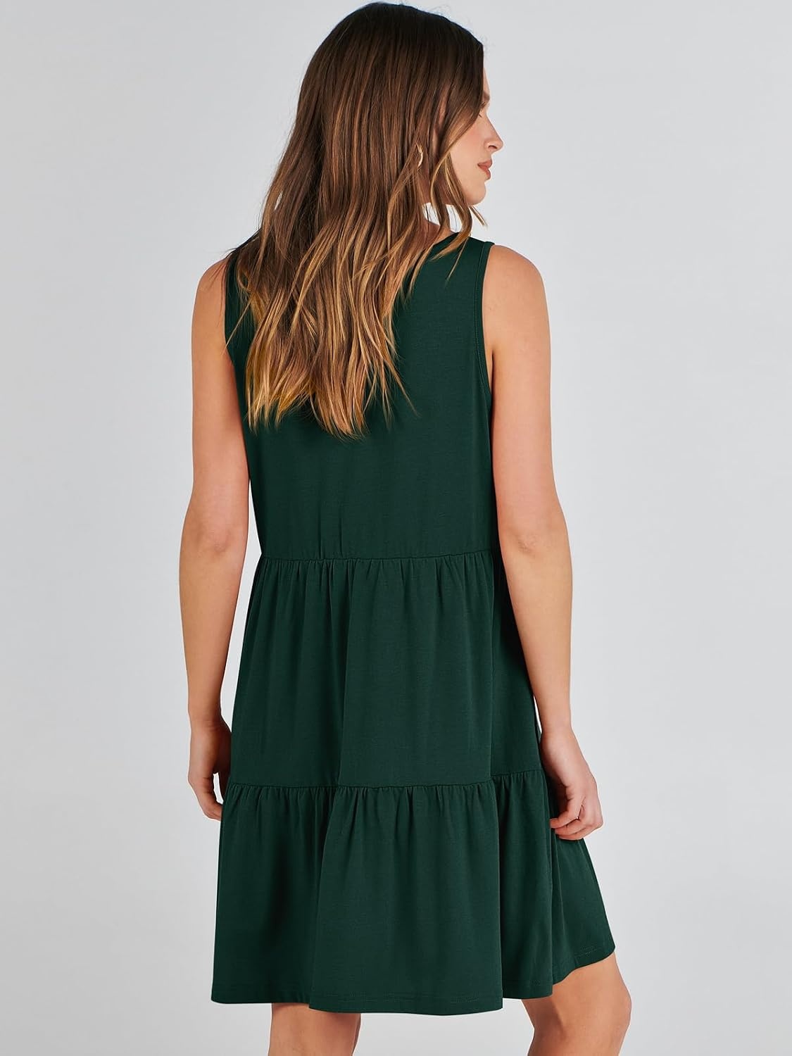 image:imageANRABESS Women Summer Sleeveless Mini Dress Casual Tank SundressDeep Green