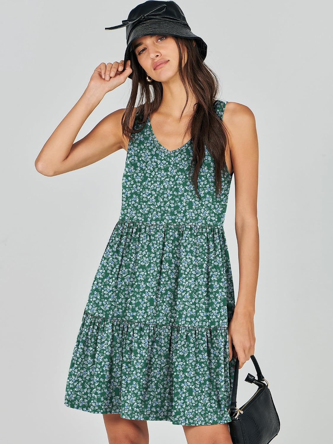 image:imageANRABESS Women Summer Sleeveless Mini Dress Casual Tank SundressGreen Floral