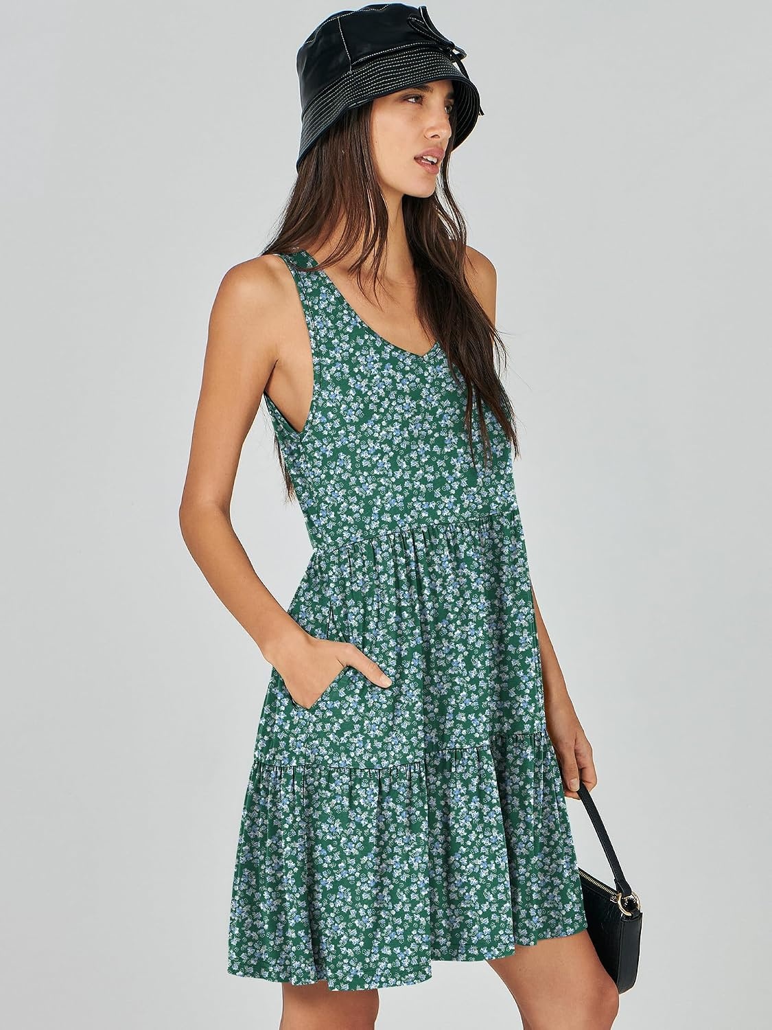 image:imageANRABESS Women Summer Sleeveless Mini Dress Casual Tank SundressGreen Floral