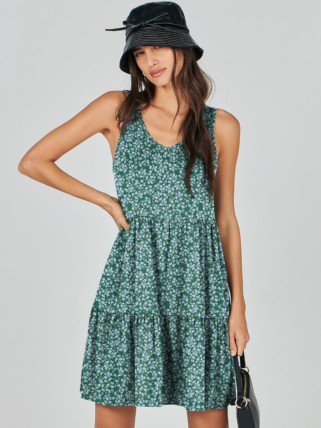 image:imageANRABESS Women Summer Sleeveless Mini Dress Casual Tank SundressGreen Floral