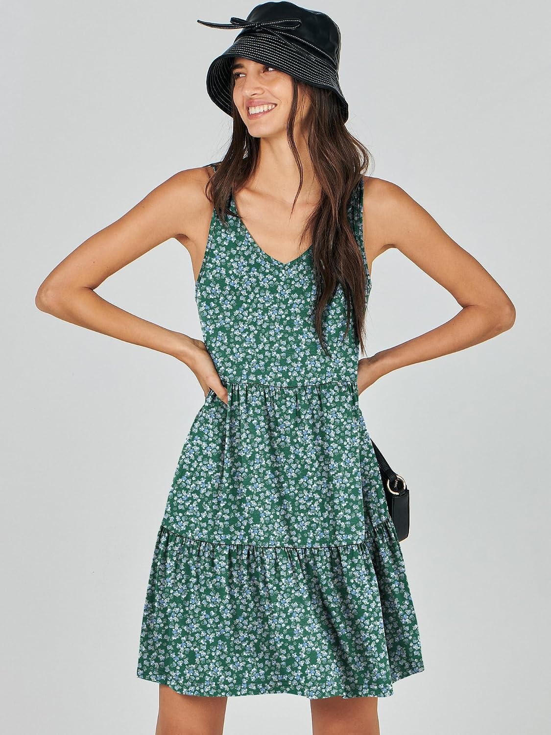 image:imageANRABESS Women Summer Sleeveless Mini Dress Casual Tank SundressGreen Floral