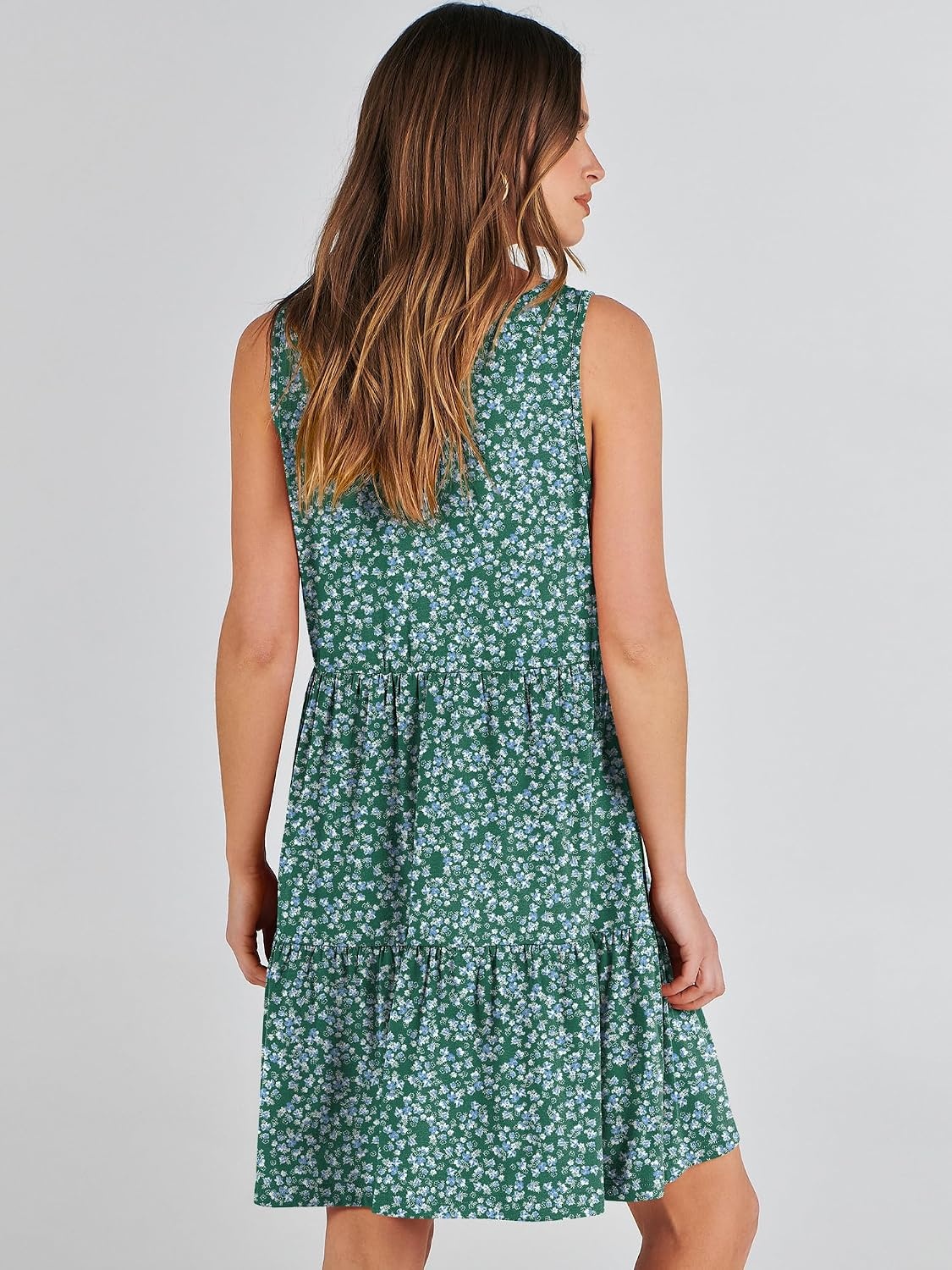 image:imageANRABESS Women Summer Sleeveless Mini Dress Casual Tank SundressGreen Floral