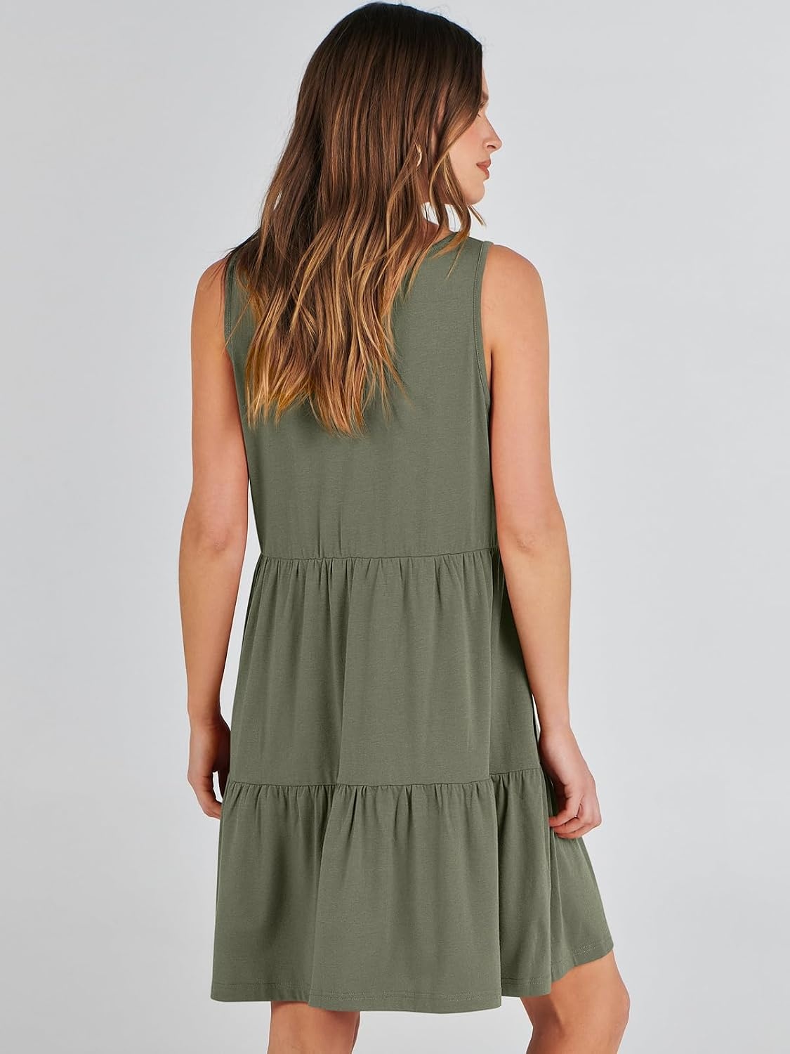 image:imageANRABESS Women Summer Sleeveless Mini Dress Casual Tank SundressOlive