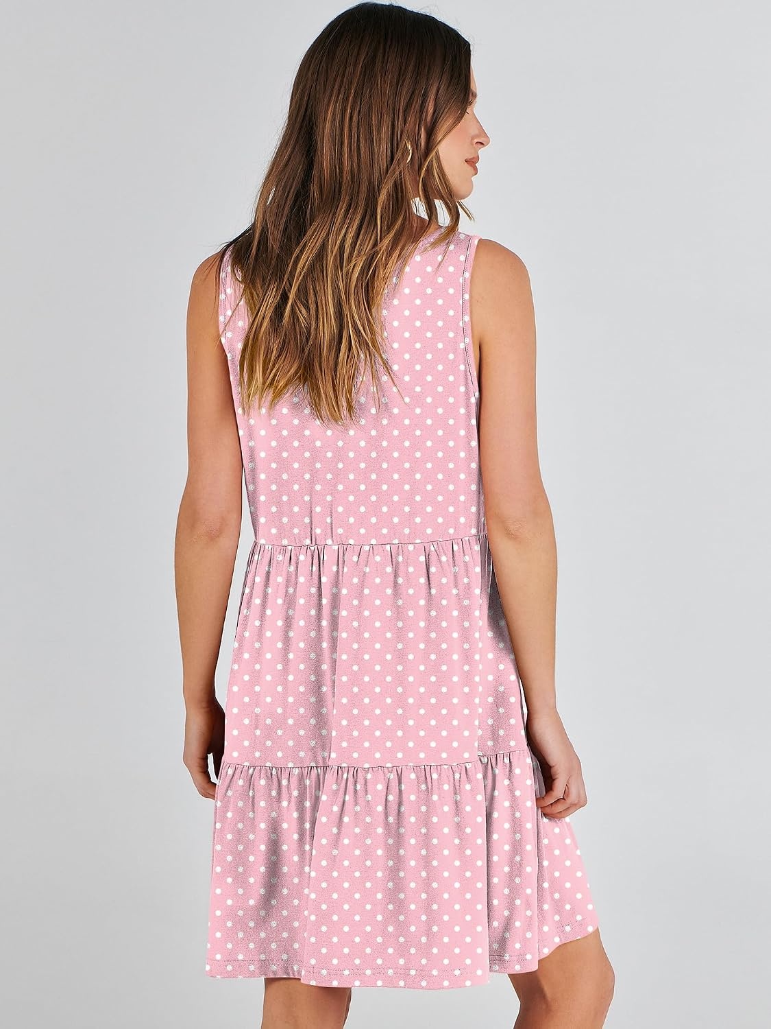 image:imageANRABESS Women Summer Sleeveless Mini Dress Casual Tank SundressPink White Dot