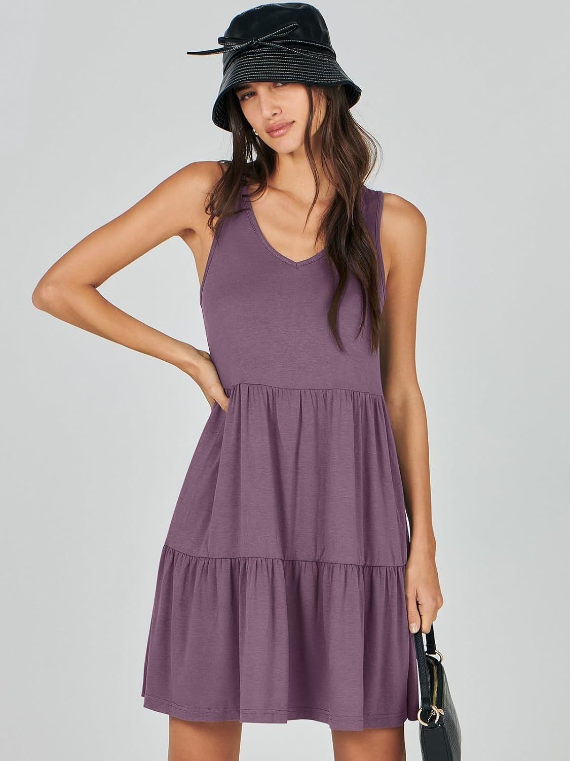 image:imageANRABESS Women Summer Sleeveless Mini Dress Casual Tank SundressPurple