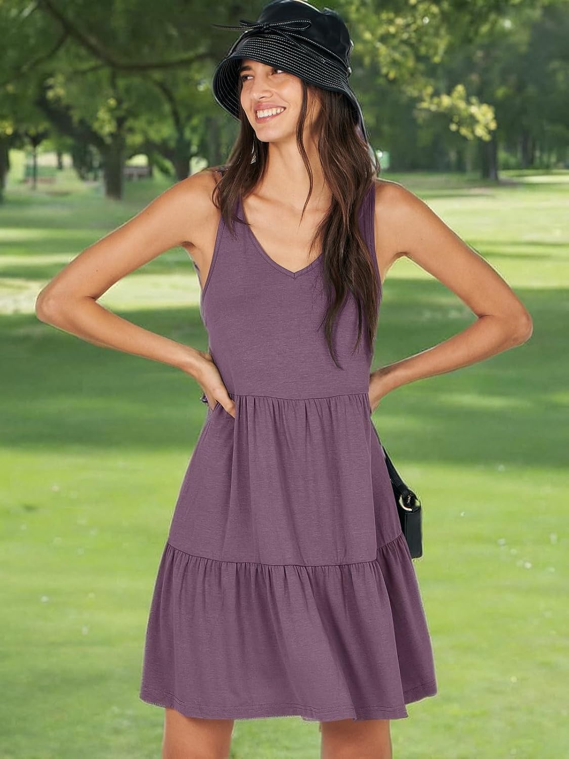 image:imageANRABESS Women Summer Sleeveless Mini Dress Casual Tank SundressPurple