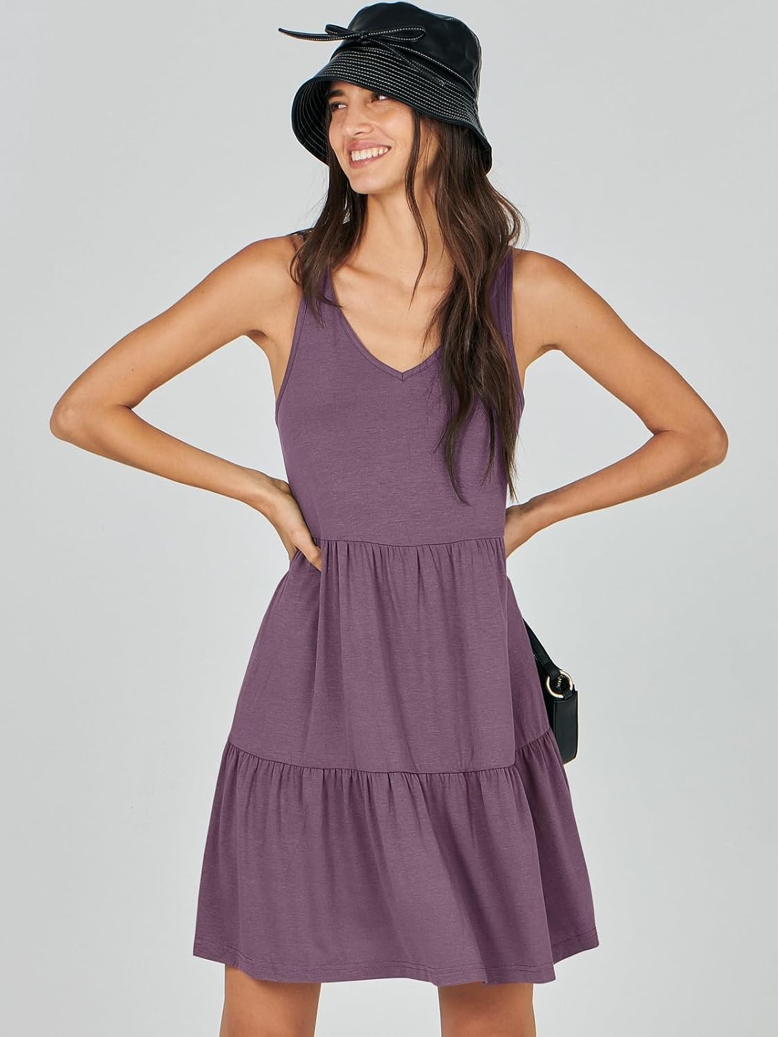 image:imageANRABESS Women Summer Sleeveless Mini Dress Casual Tank SundressPurple