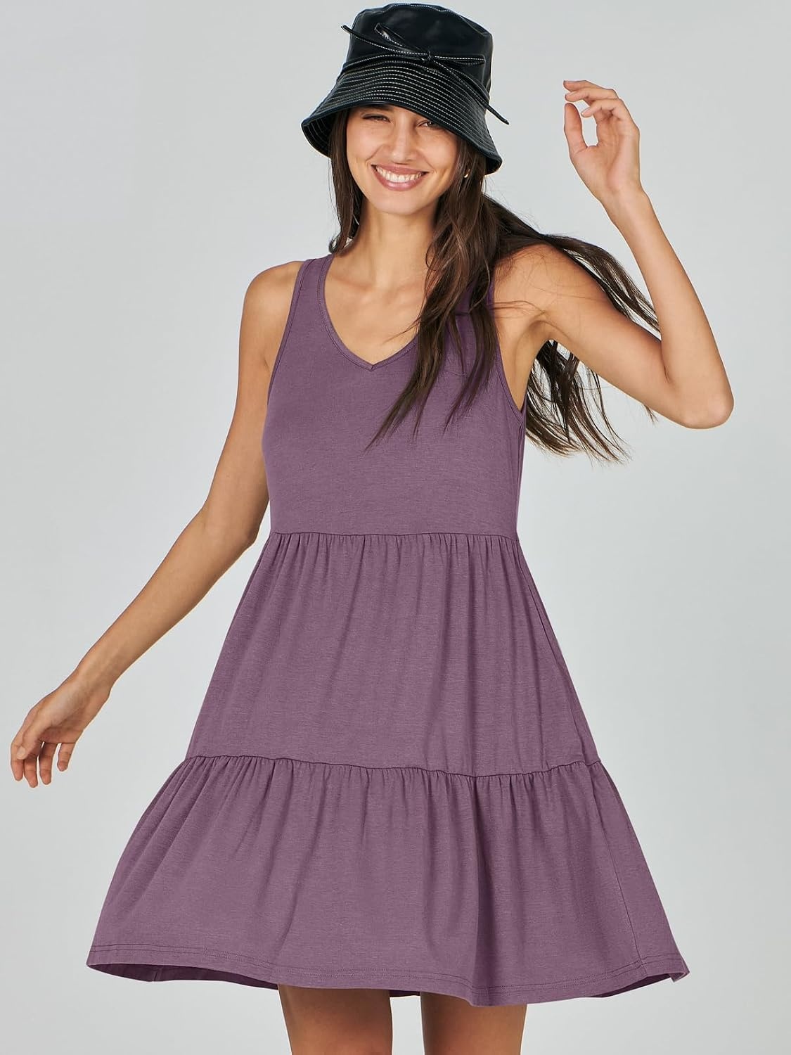 image:imageANRABESS Women Summer Sleeveless Mini Dress Casual Tank SundressPurple
