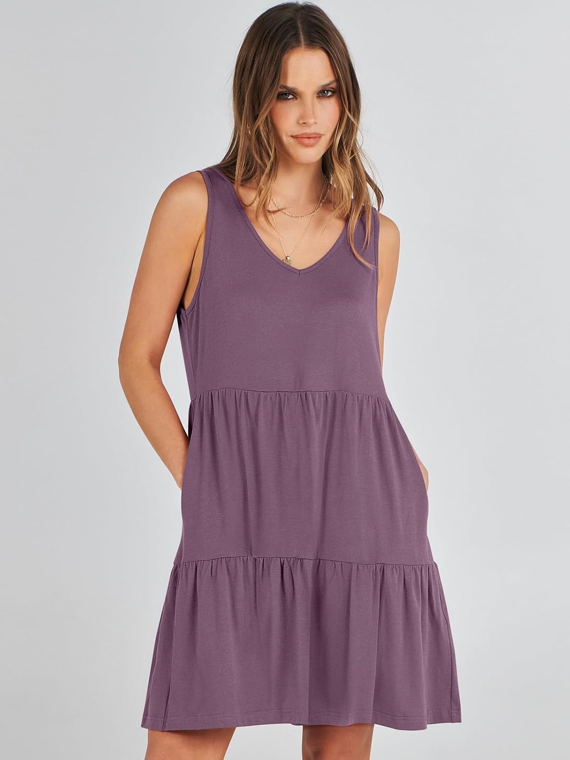 image:imageANRABESS Women Summer Sleeveless Mini Dress Casual Tank SundressPurple