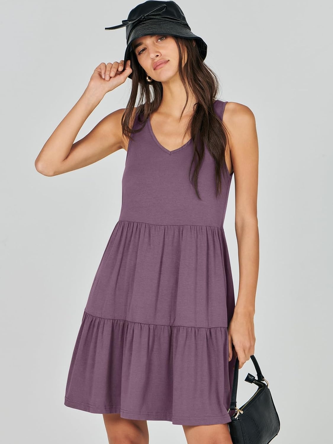 image:imageANRABESS Women Summer Sleeveless Mini Dress Casual Tank SundressPurple
