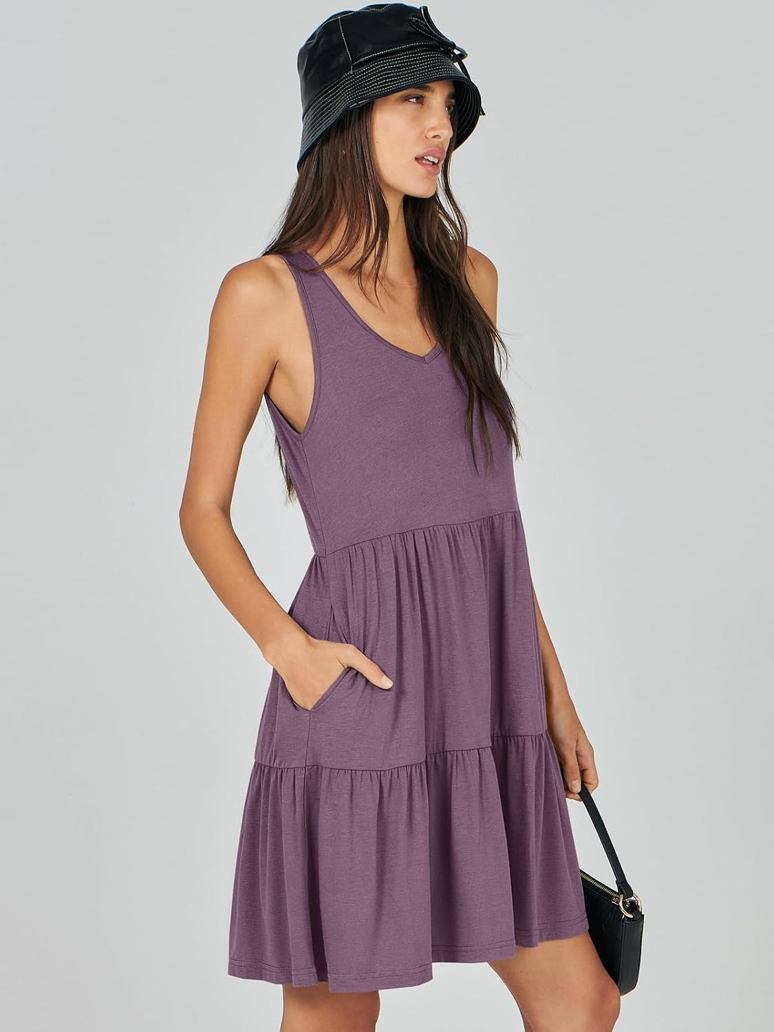 image:imageANRABESS Women Summer Sleeveless Mini Dress Casual Tank SundressPurple