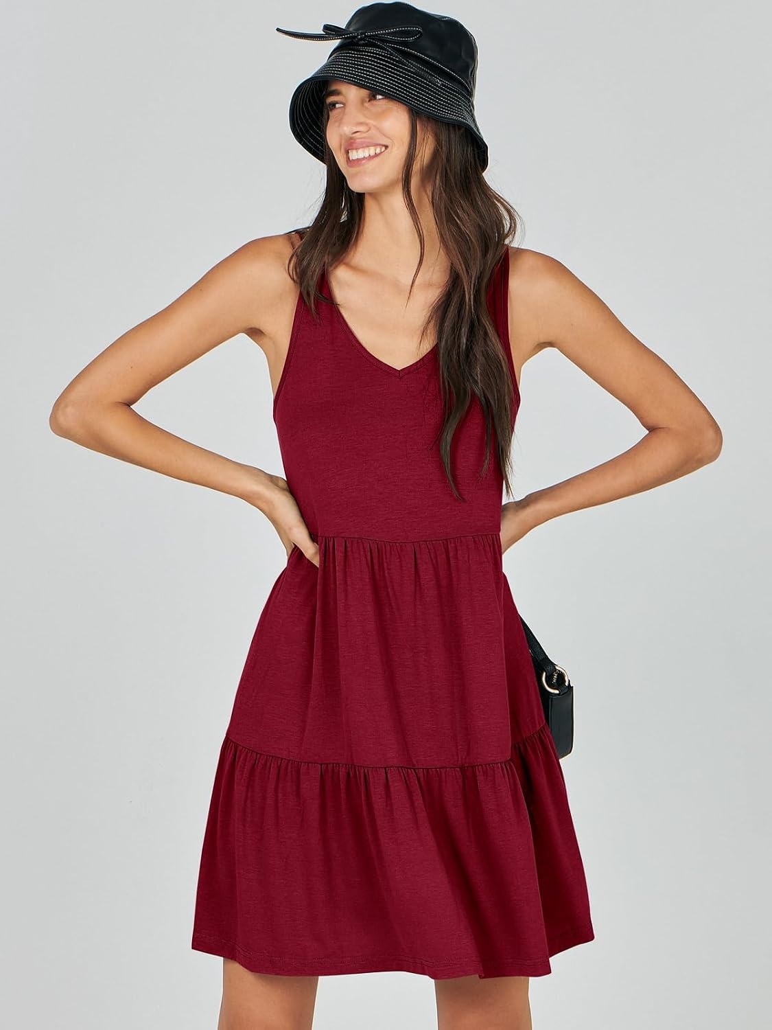 image:imageANRABESS Women Summer Sleeveless Mini Dress Casual Tank SundressRed