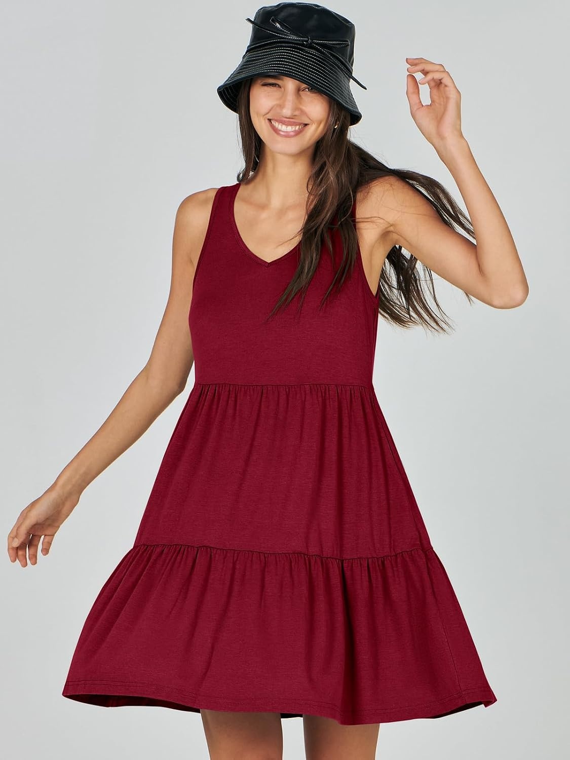 image:imageANRABESS Women Summer Sleeveless Mini Dress Casual Tank SundressRed