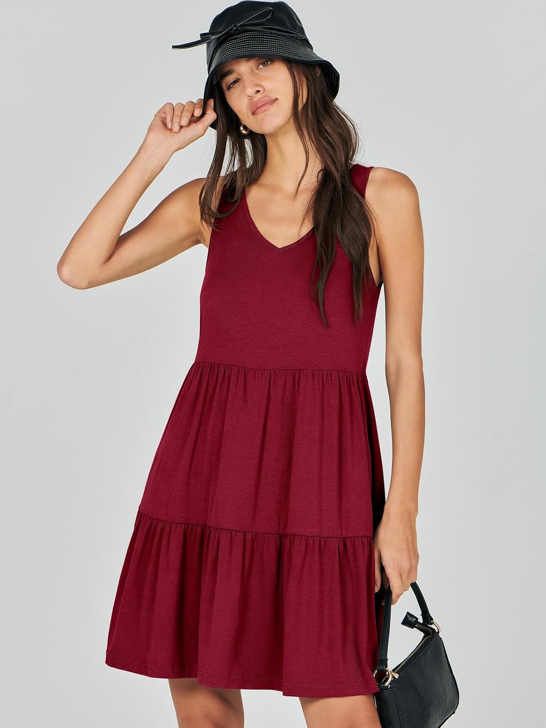 image:imageANRABESS Women Summer Sleeveless Mini Dress Casual Tank SundressRed