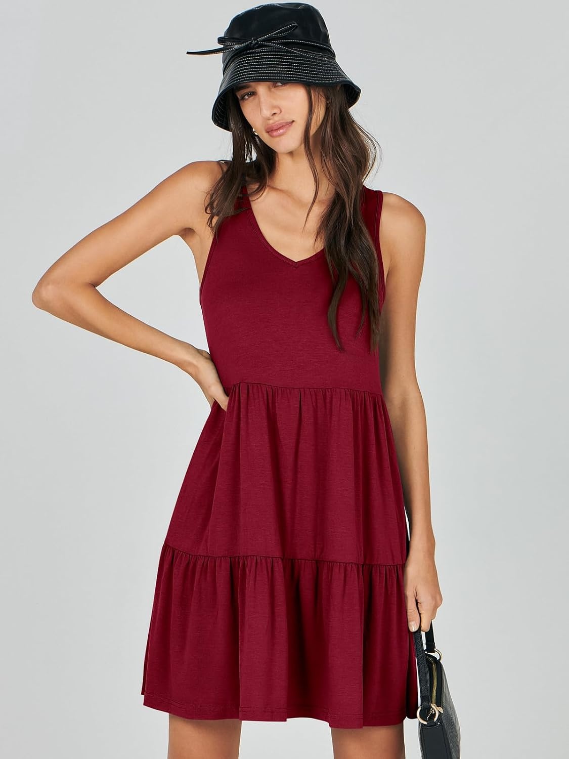 image:imageANRABESS Women Summer Sleeveless Mini Dress Casual Tank SundressRed