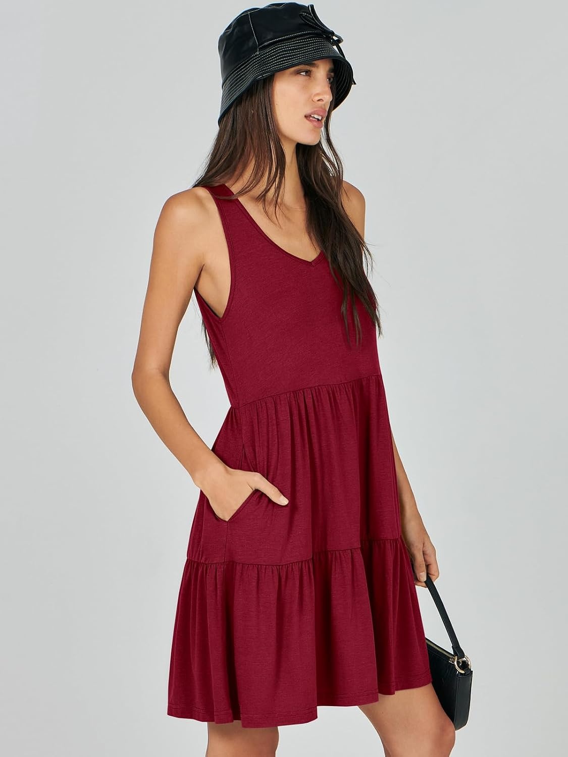 image:imageANRABESS Women Summer Sleeveless Mini Dress Casual Tank SundressRed