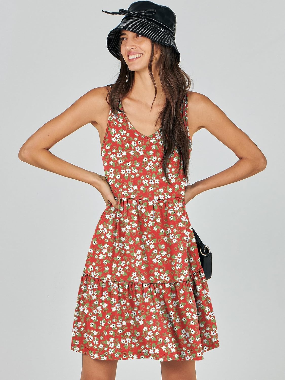 image:imageANRABESS Women Summer Sleeveless Mini Dress Casual Tank SundressRed Floral