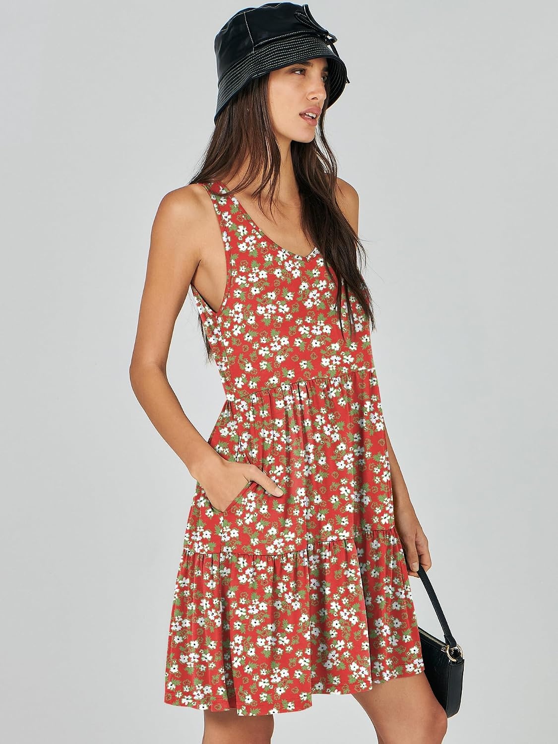 image:imageANRABESS Women Summer Sleeveless Mini Dress Casual Tank SundressRed Floral