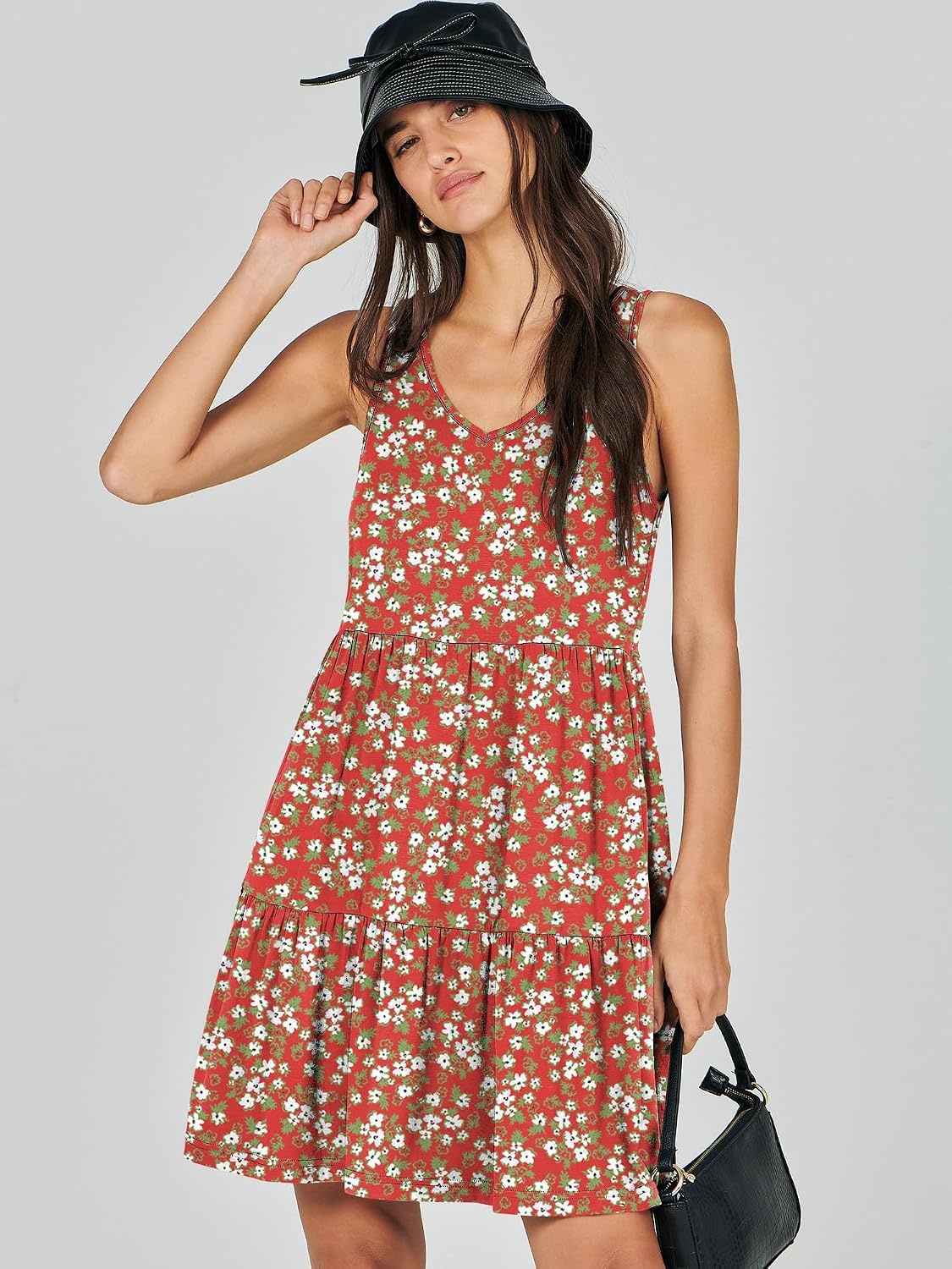 image:imageANRABESS Women Summer Sleeveless Mini Dress Casual Tank SundressRed Floral
